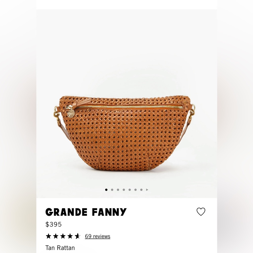 Claire V like new Grande Fanny Tan Rattan Woven with extra chain strap.
